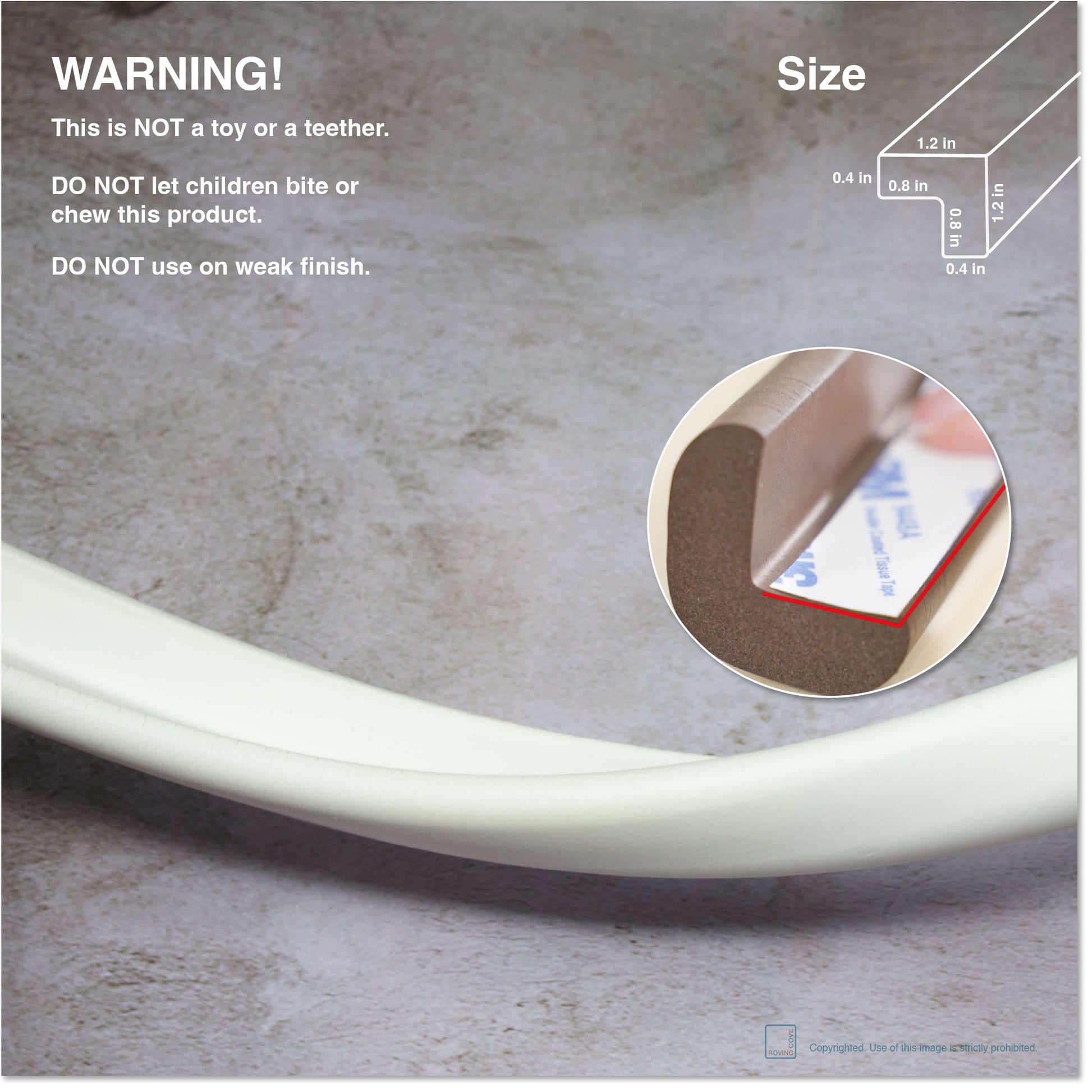 Roving Cove HeftyFit Corner Protectors for Baby Proofing, 4 Large Corners,  Oyster White